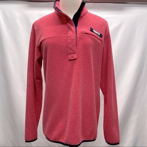 Columbia PFG Half Snap Fleece Pullover Pink with Navy Trim Sz Medium